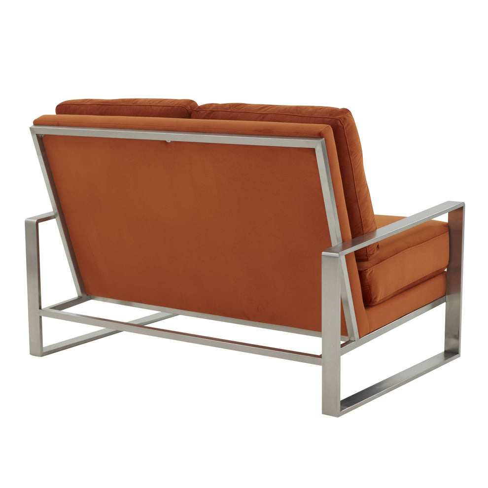 Leisuremod Jefferson Contemporary Modern Velvet Loveseat With Silver Frame | Loveseats | Modishstore - 34