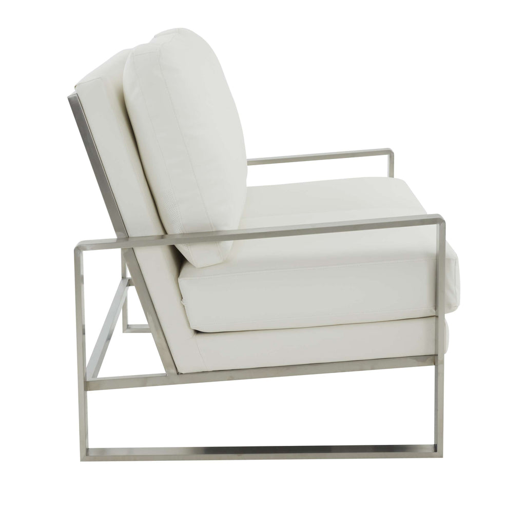 Leisuremod Jefferson Contemporary Modern Faux Leather Loveseat With Silver Frame | Loveseats | Modishstore - 29
