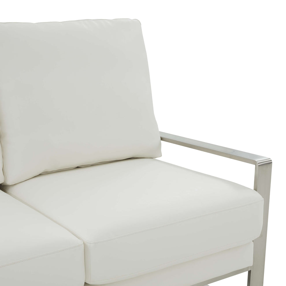 Leisuremod Jefferson Contemporary Modern Faux Leather Loveseat With Silver Frame | Loveseats | Modishstore - 32
