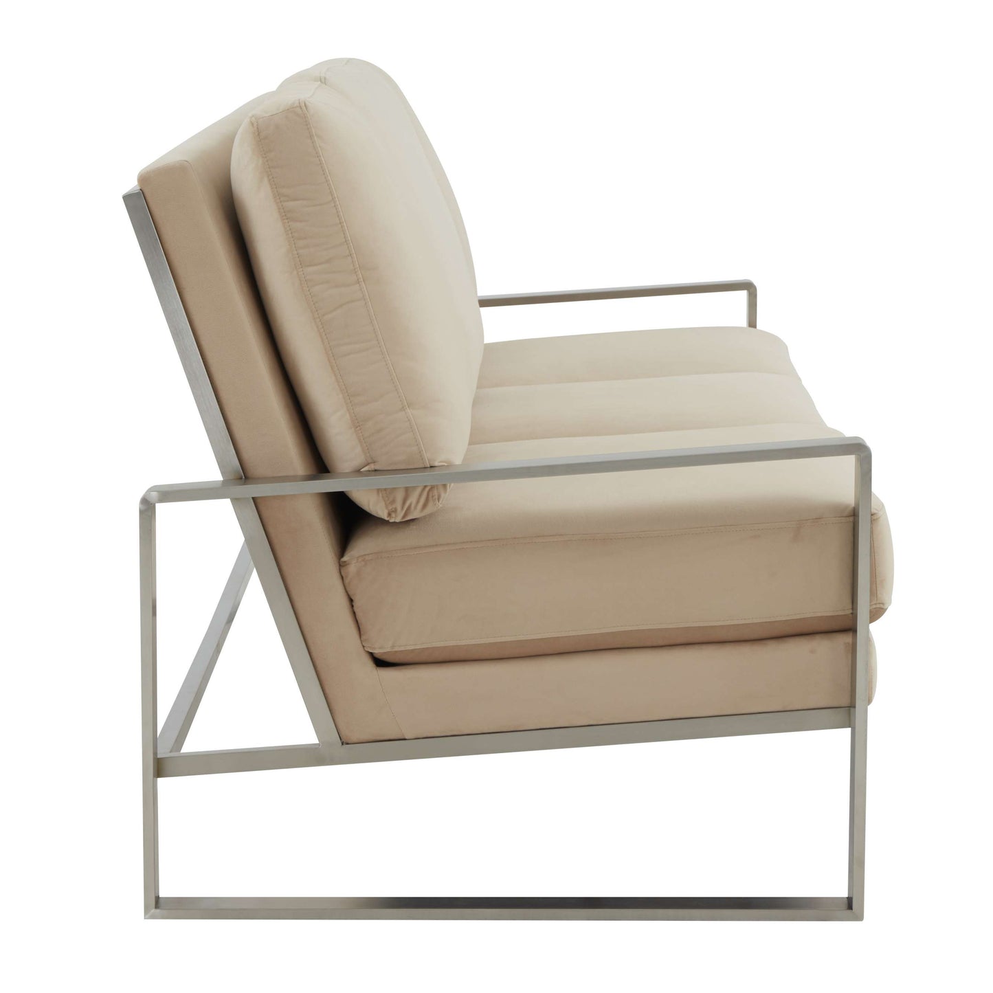 LeisureMod Jefferson Contemporary Modern Design Velvet Sofa With Silver Frame | Sofas | Modishstore - 5