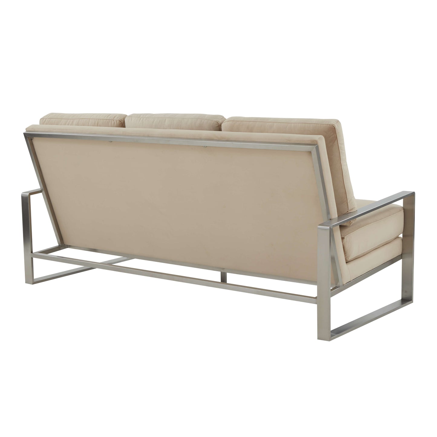 LeisureMod Jefferson Contemporary Modern Design Velvet Sofa With Silver Frame | Sofas | Modishstore - 4