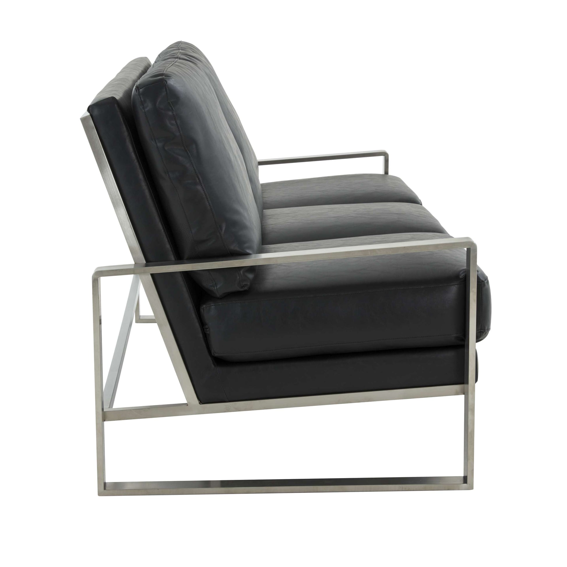 LeisureMod Jefferson Contemporary Modern Design Leather Sofa With Silver Frame | Sofas | Modishstore - 6
