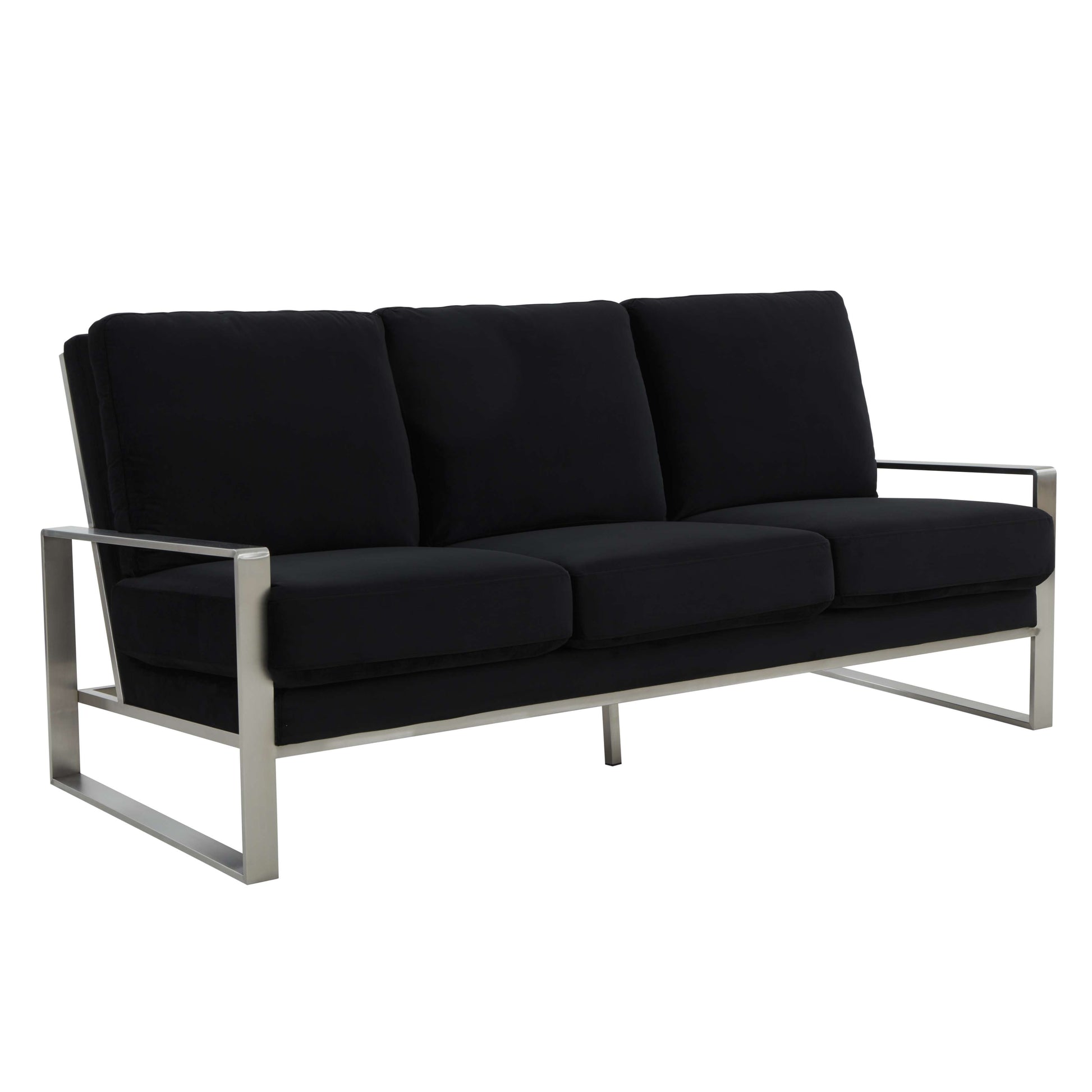 LeisureMod Jefferson Contemporary Modern Design Velvet Sofa With Silver Frame | Sofas | Modishstore - 9