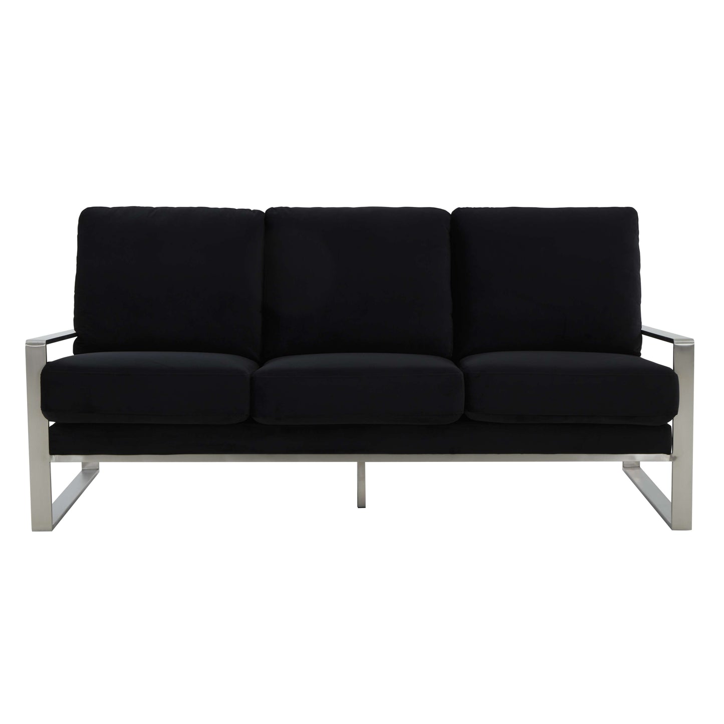 LeisureMod Jefferson Contemporary Modern Design Velvet Sofa With Silver Frame | Sofas | Modishstore - 10