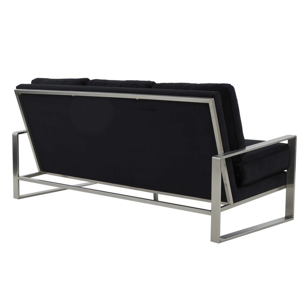 LeisureMod Jefferson Contemporary Modern Design Velvet Sofa With Silver Frame | Sofas | Modishstore - 12