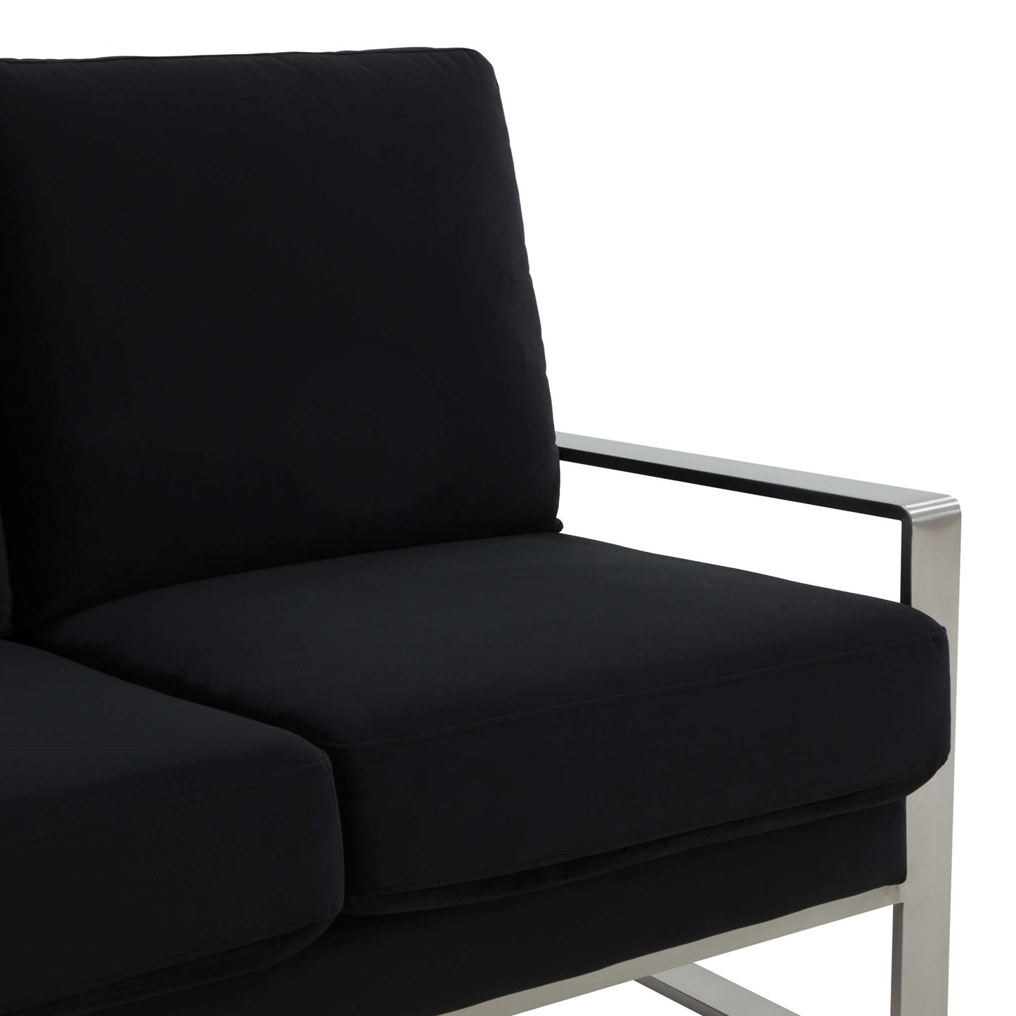 LeisureMod Jefferson Contemporary Modern Design Velvet Sofa With Silver Frame | Sofas | Modishstore - 11