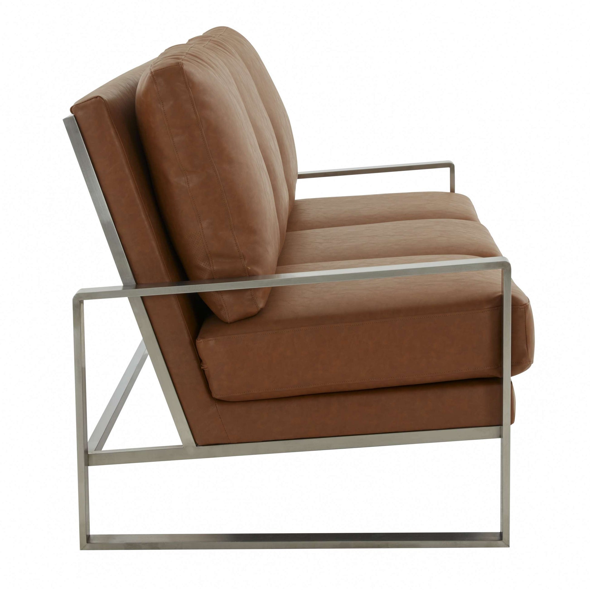 LeisureMod Jefferson Contemporary Modern Design Leather Sofa With Silver Frame | Sofas | Modishstore - 13