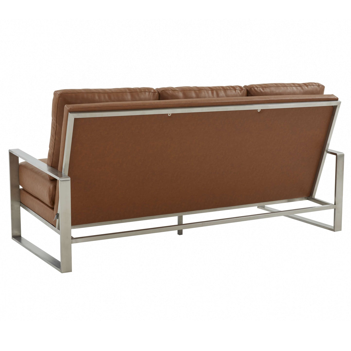 LeisureMod Jefferson Contemporary Modern Design Leather Sofa With Silver Frame | Sofas | Modishstore - 12