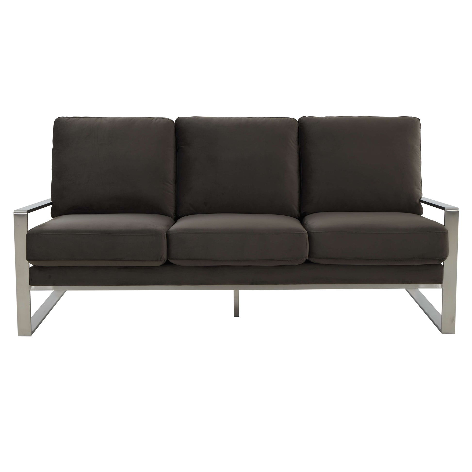 LeisureMod Jefferson Contemporary Modern Design Velvet Sofa With Silver Frame | Sofas | Modishstore - 17