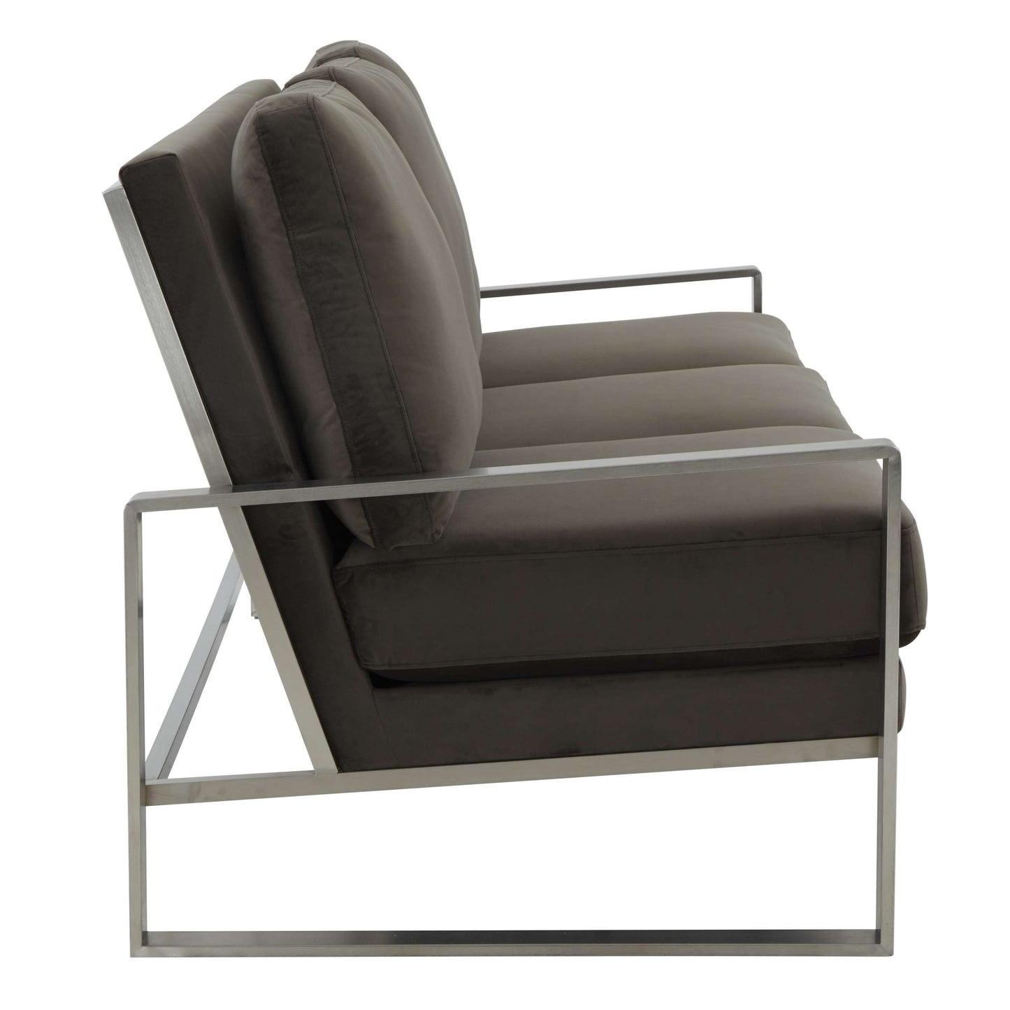 LeisureMod Jefferson Contemporary Modern Design Velvet Sofa With Silver Frame | Sofas | Modishstore - 19