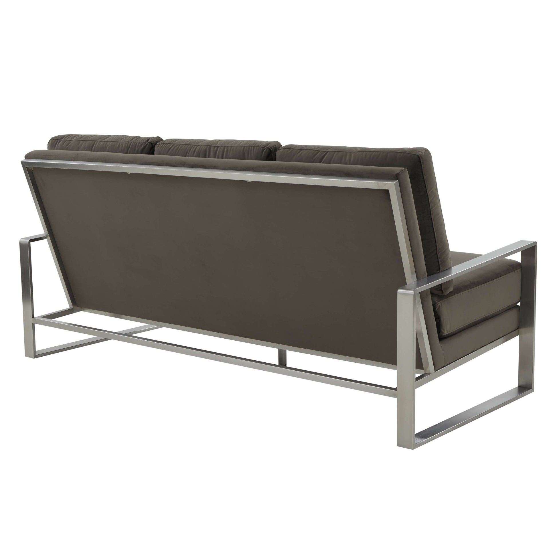 LeisureMod Jefferson Contemporary Modern Design Velvet Sofa With Silver Frame | Sofas | Modishstore - 18