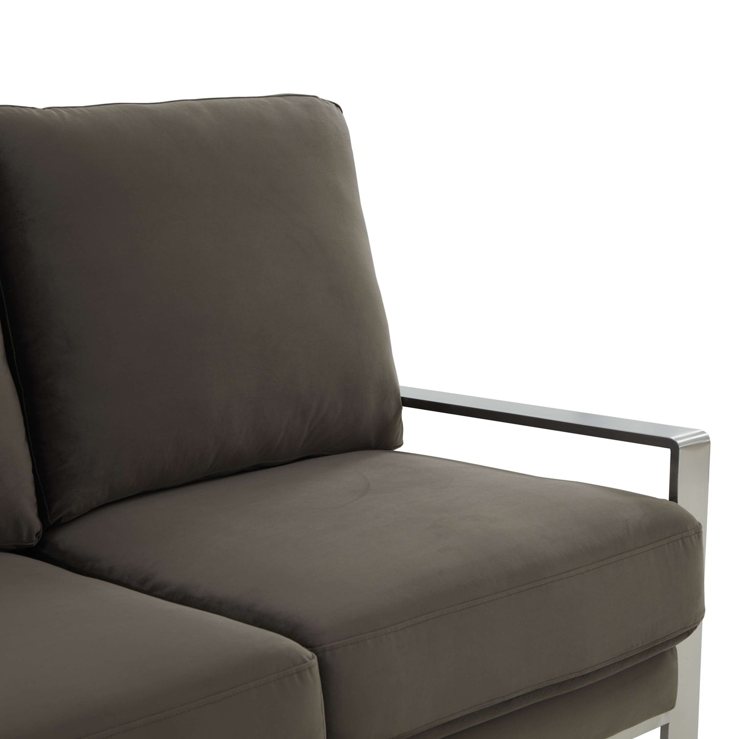LeisureMod Jefferson Contemporary Modern Design Velvet Sofa With Silver Frame | Sofas | Modishstore - 20