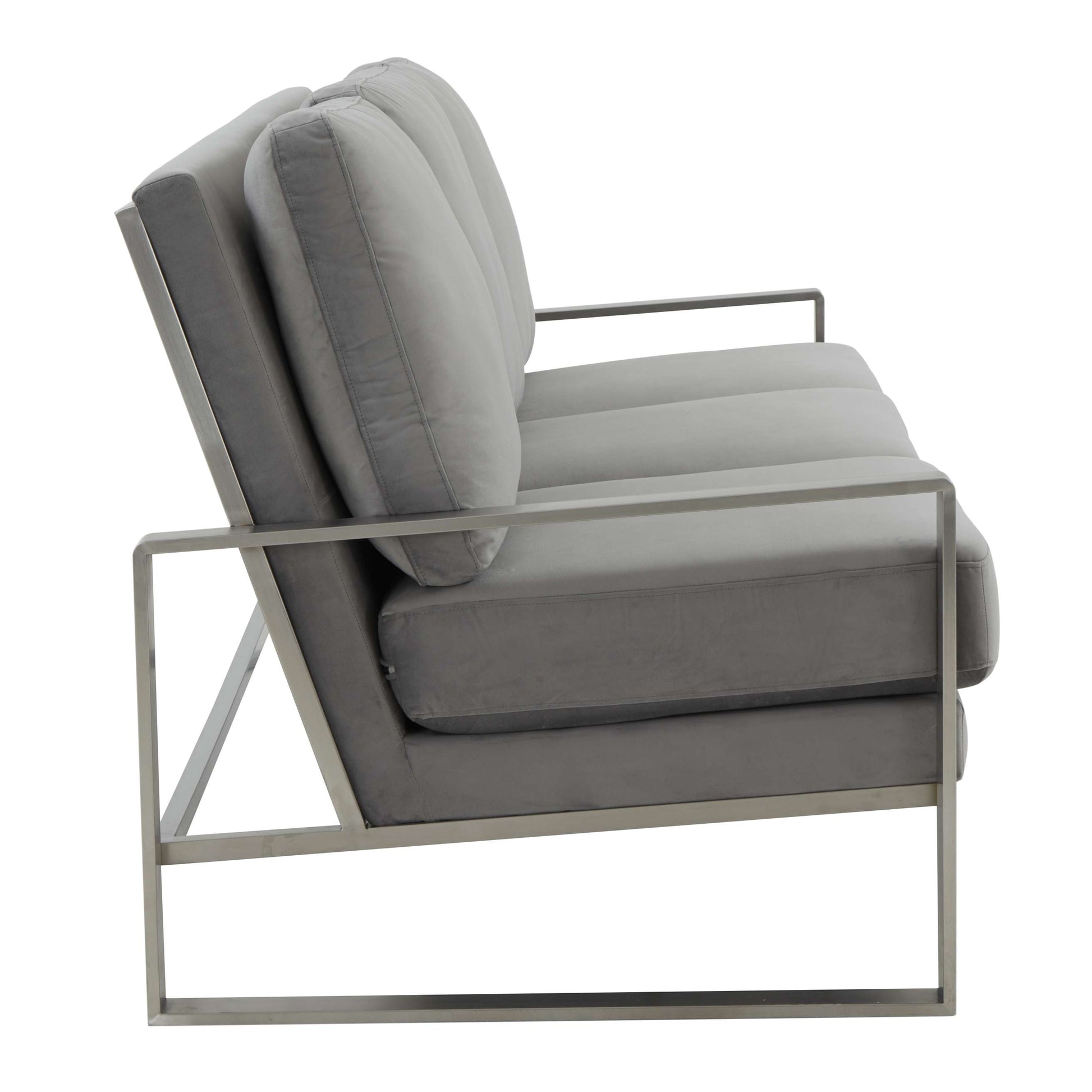LeisureMod Jefferson Contemporary Modern Design Velvet Sofa With Silver Frame | Sofas | Modishstore - 26
