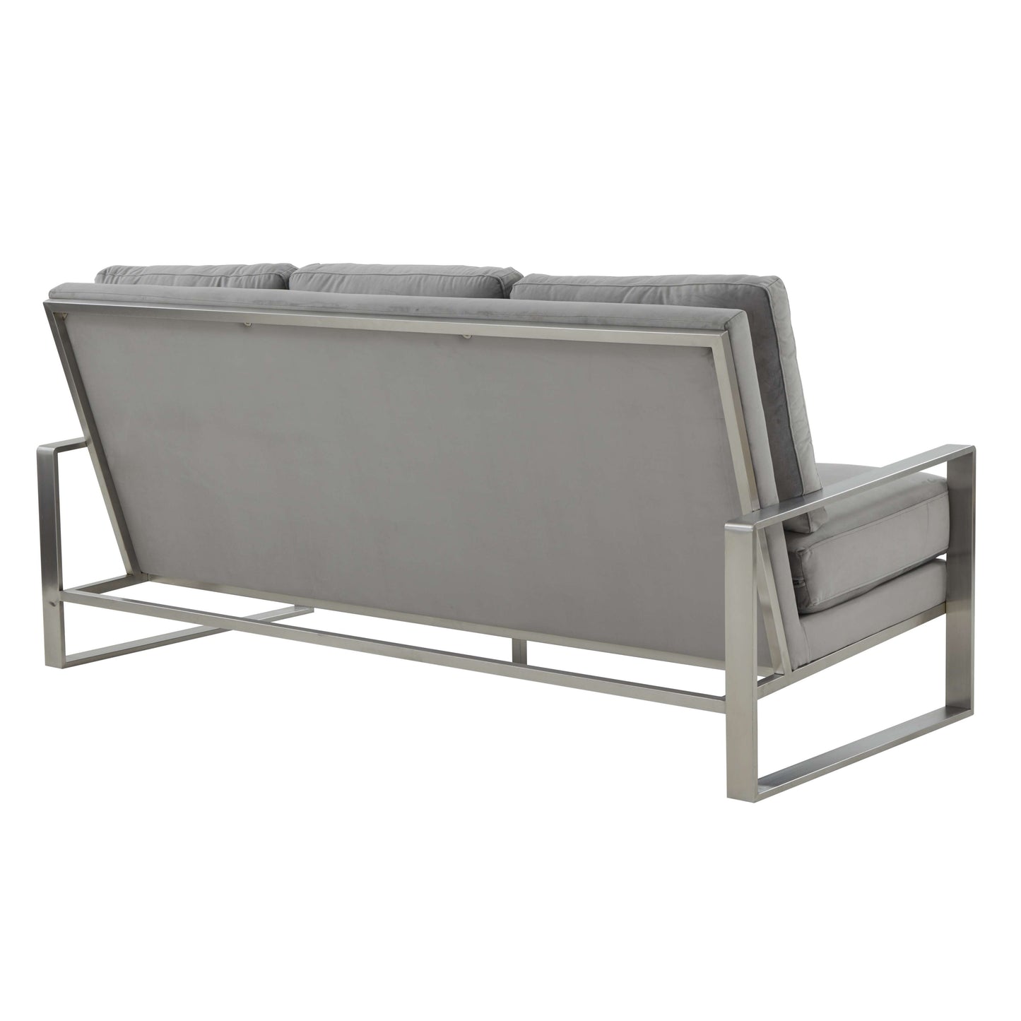 LeisureMod Jefferson Contemporary Modern Design Velvet Sofa With Silver Frame | Sofas | Modishstore - 25
