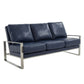 LeisureMod Jefferson Contemporary Modern Design Leather Sofa With Silver Frame | Sofas | Modishstore - 24
