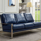 LeisureMod Jefferson Contemporary Modern Design Leather Sofa With Silver Frame | Sofas | Modishstore - 23