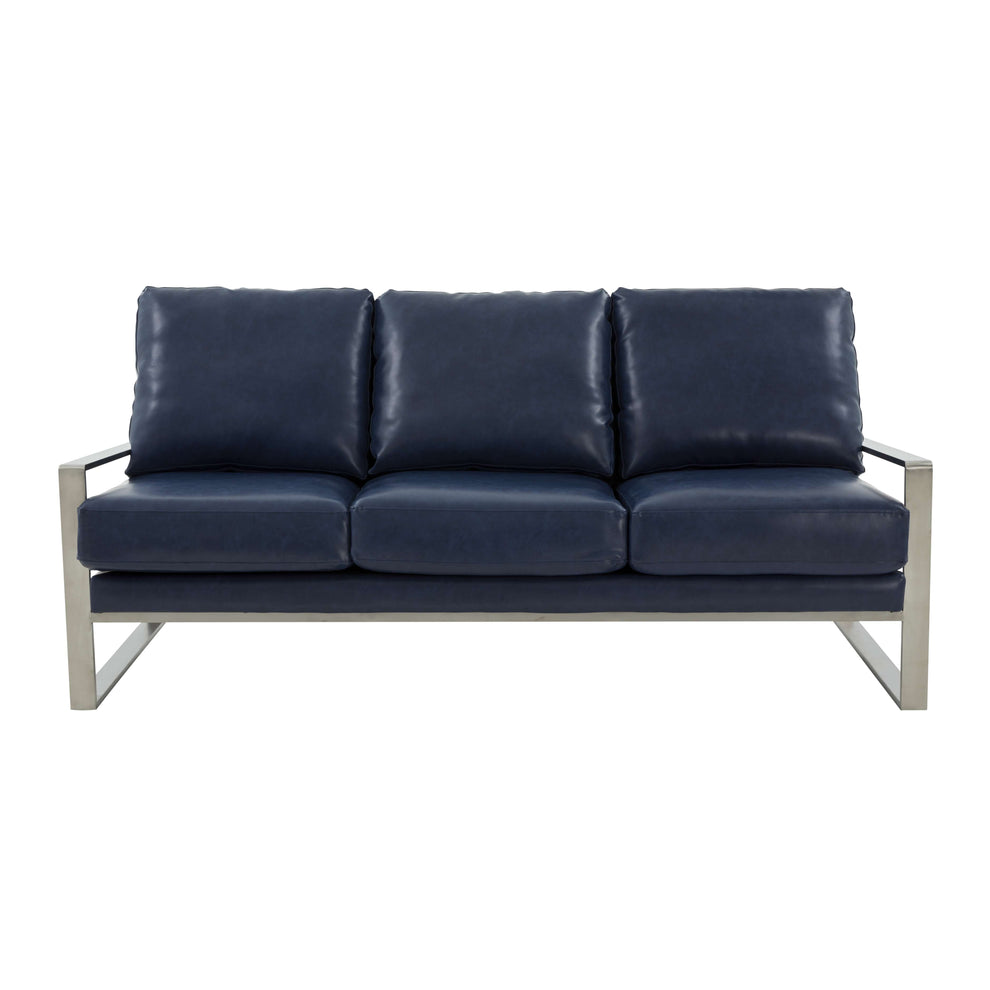 LeisureMod Jefferson Contemporary Modern Design Leather Sofa With Silver Frame | Sofas | Modishstore - 28