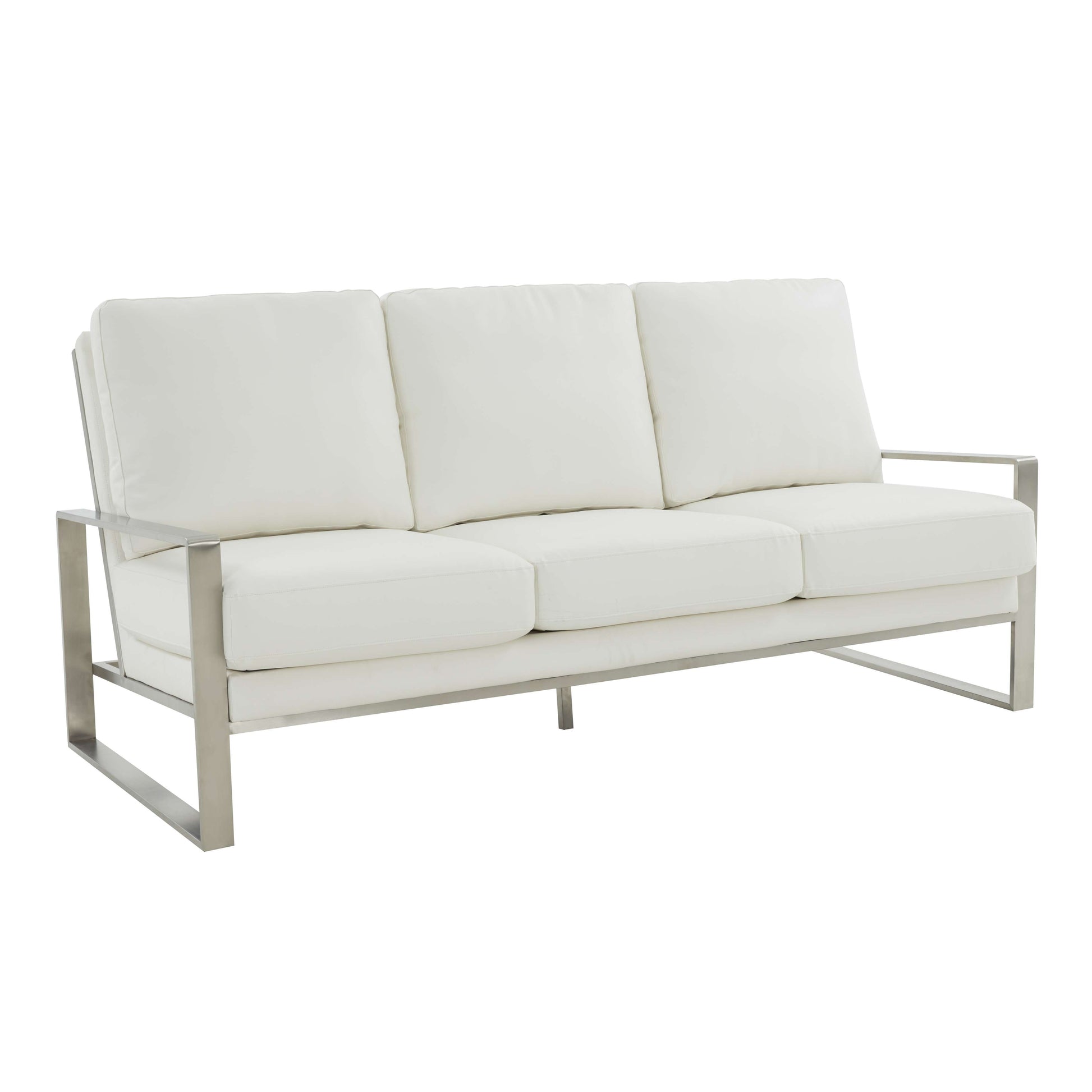 LeisureMod Jefferson Contemporary Modern Design Leather Sofa With Silver Frame | Sofas | Modishstore - 31