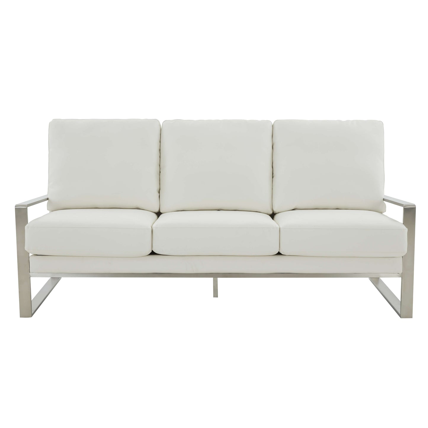 LeisureMod Jefferson Contemporary Modern Design Leather Sofa With Silver Frame | Sofas | Modishstore - 35