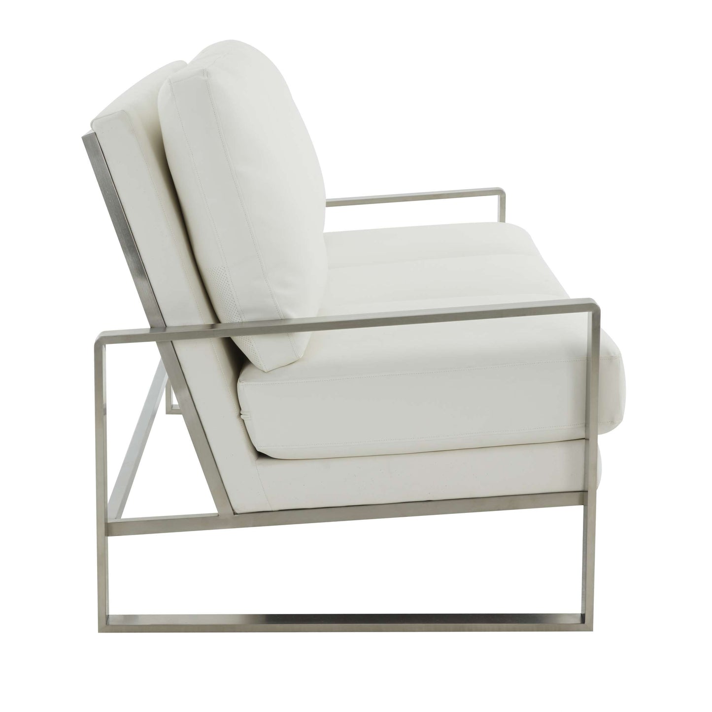 LeisureMod Jefferson Contemporary Modern Design Leather Sofa With Silver Frame | Sofas | Modishstore - 34