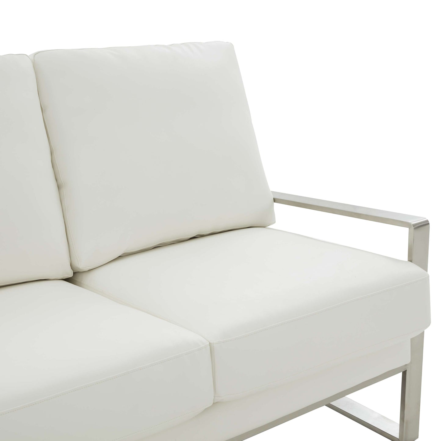 LeisureMod Jefferson Contemporary Modern Design Leather Sofa With Silver Frame | Sofas | Modishstore - 32