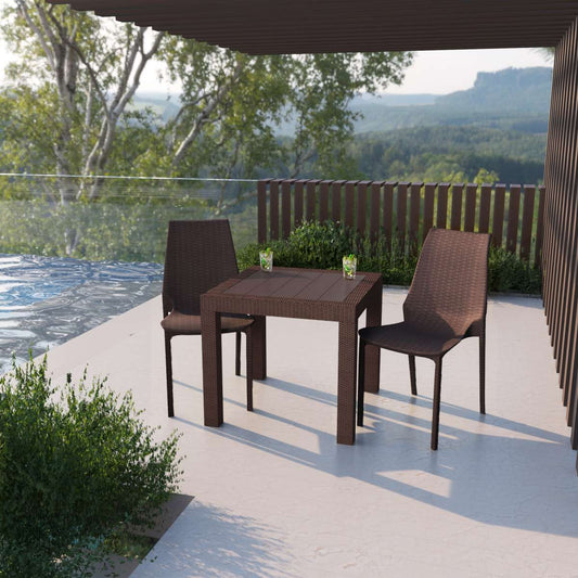 LeisureMod Kent Outdoor Patio Plastic Dining Chair - KC19BR | Outdoor Chairs | Modishstore