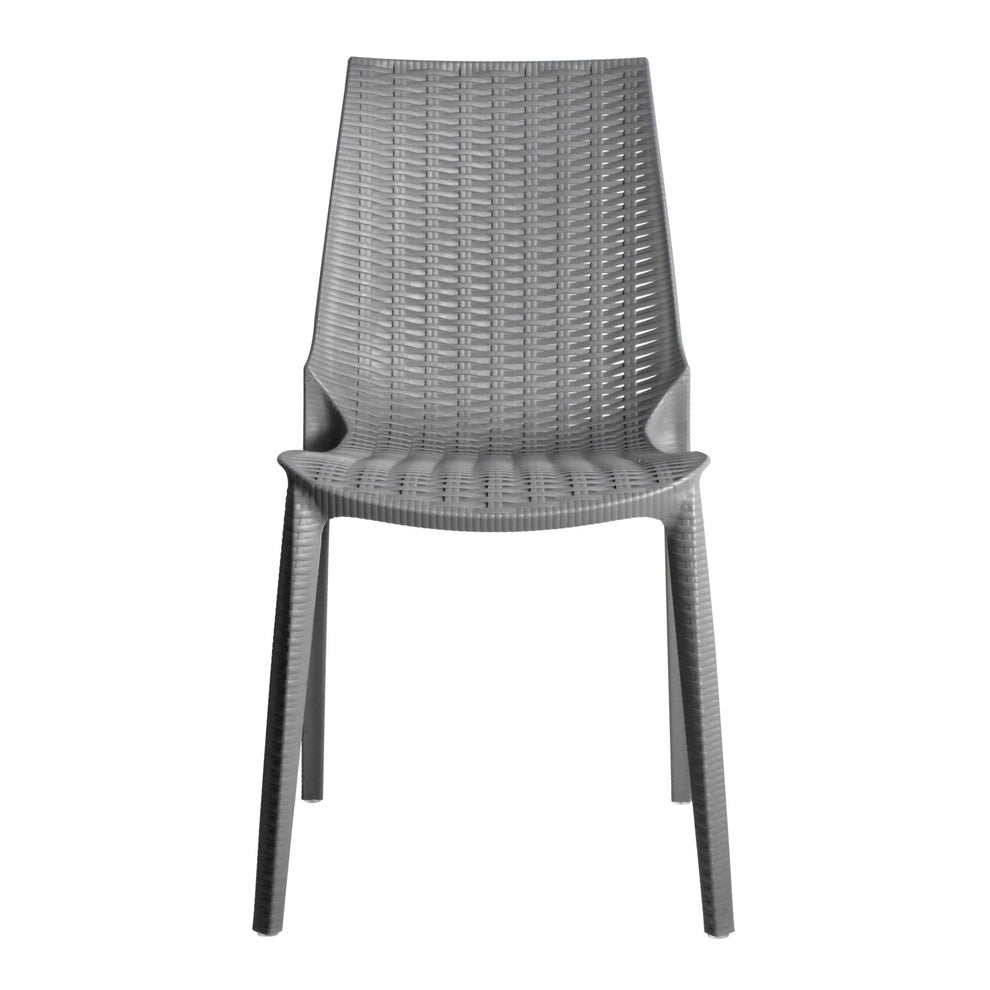 LeisureMod Kent 5-Piece Outdoor Dining Set with Plastic Square Table and 4 Stackable Chairs with Weave Design | Outdoor Dining Sets | Modishstore - 28