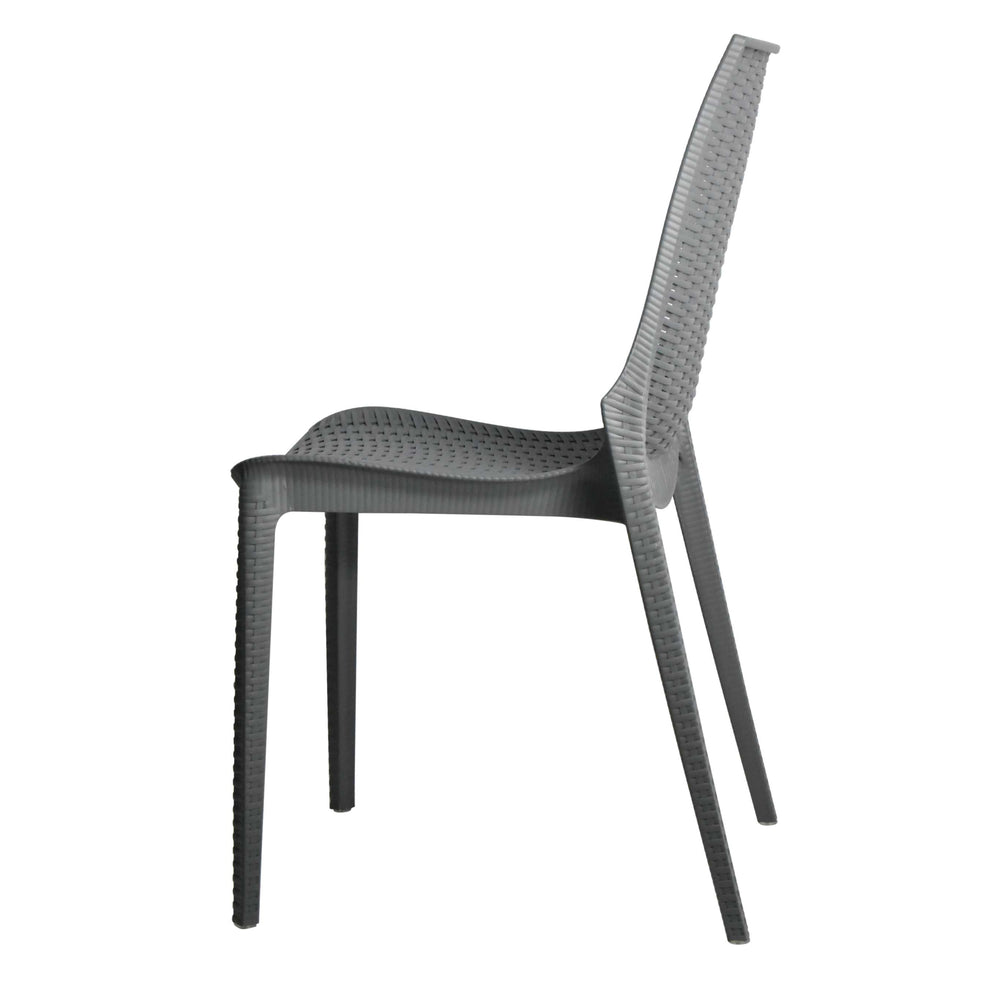 LeisureMod Kent 5-Piece Outdoor Dining Set with Plastic Square Table and 4 Stackable Chairs with Weave Design | Outdoor Dining Sets | Modishstore - 29