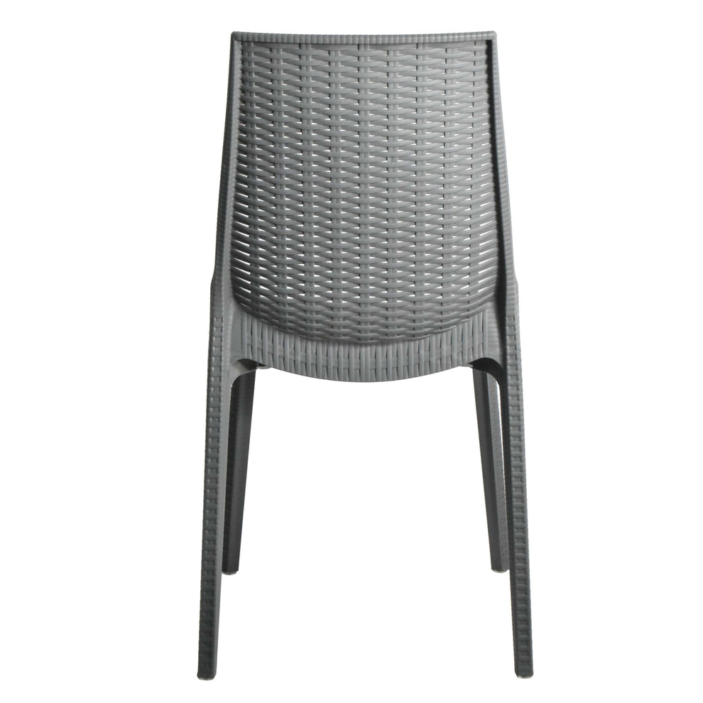 LeisureMod Kent 5-Piece Outdoor Dining Set with Plastic Square Table and 4 Stackable Chairs with Weave Design | Outdoor Dining Sets | Modishstore - 30