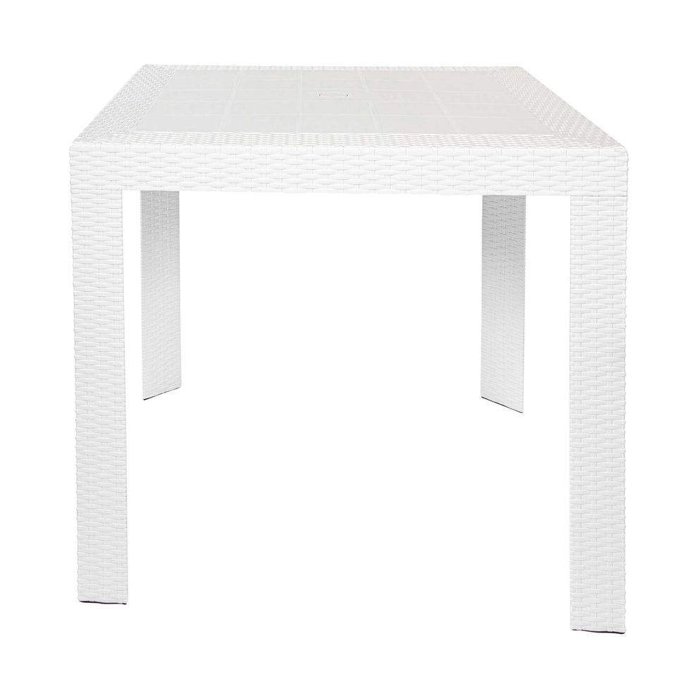 LeisureMod Kent 5-Piece Outdoor Dining Set with Plastic Square Table and 4 Stackable Chairs with Weave Design | Outdoor Dining Sets | Modishstore - 35