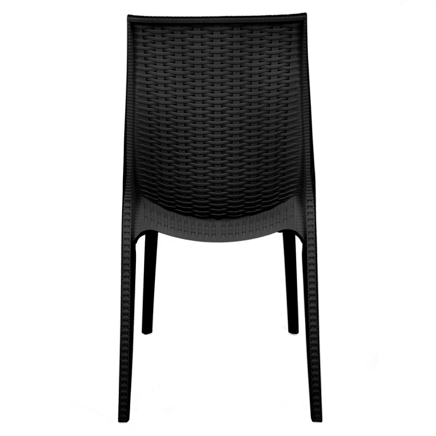 LeisureMod Kent 5-Piece Outdoor Dining Set with Plastic Square Table and 4 Stackable Chairs with Weave Design | Outdoor Dining Sets | Modishstore - 22