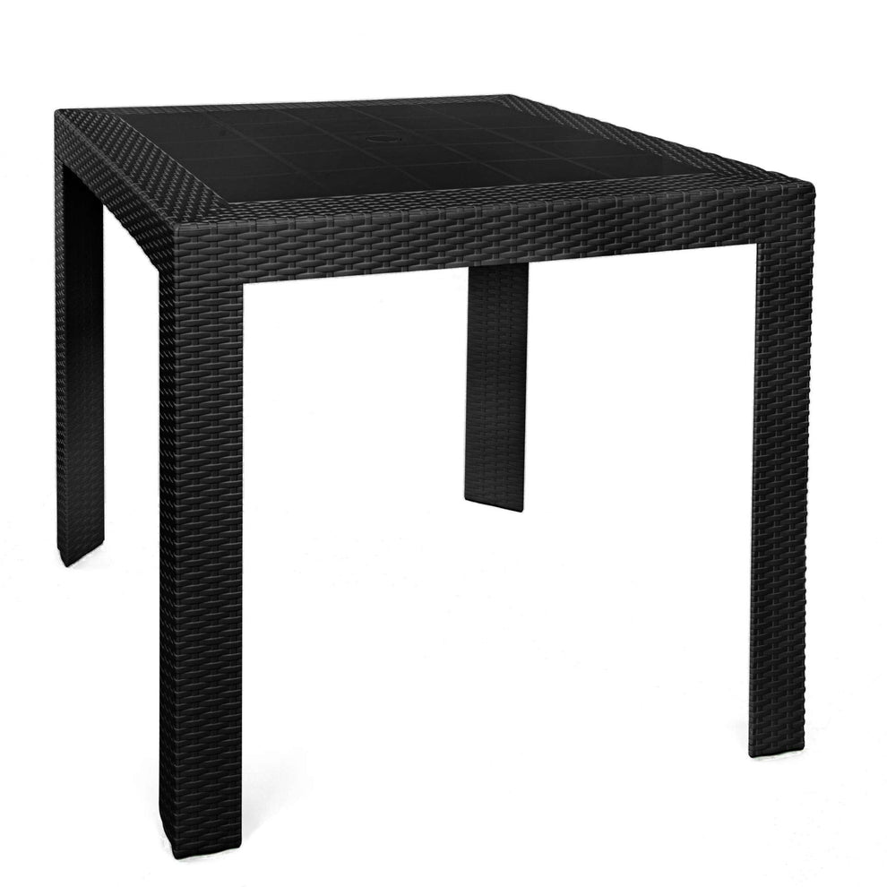 LeisureMod Kent 5-Piece Outdoor Dining Set with Plastic Square Table and 4 Stackable Chairs with Weave Design | Outdoor Dining Sets | Modishstore - 20