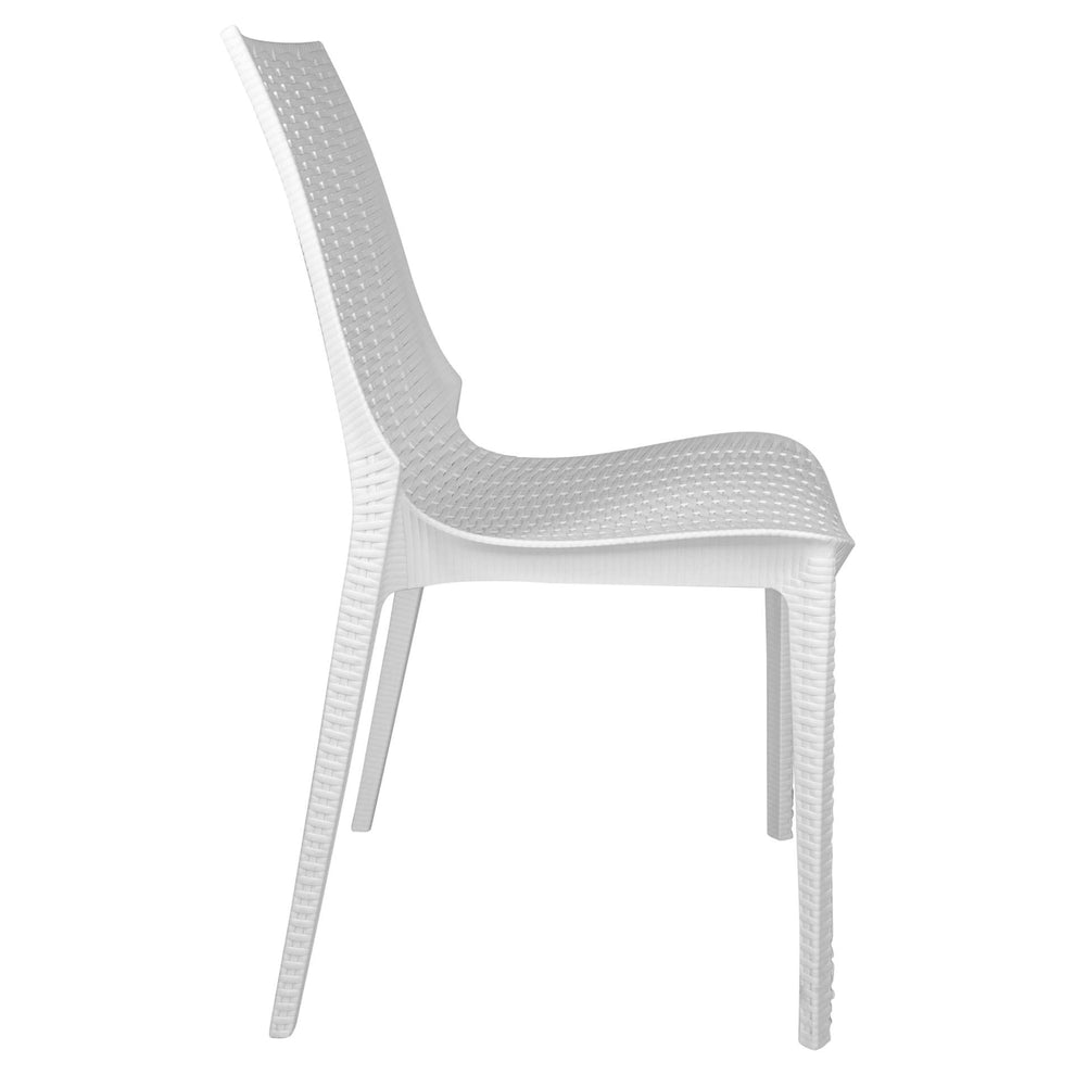 LeisureMod Kent 5-Piece Outdoor Dining Set with Plastic Square Table and 4 Stackable Chairs with Weave Design | Outdoor Dining Sets | Modishstore - 10