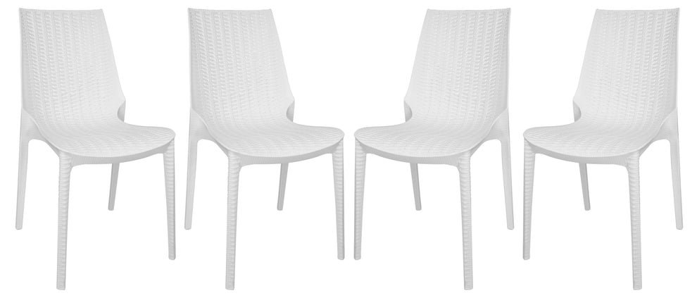 LeisureMod Kent Outdoor Patio Plastic Dining Chair, Set of 4 - KC19W4 | Outdoor Chairs | Modishstore - 2