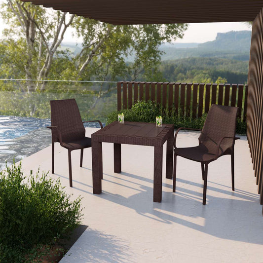 LeisureMod Kent Outdoor Patio Plastic Dining Arm Chair - KCA21BR | Outdoor Chairs | Modishstore