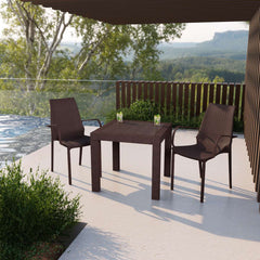 LeisureMod Kent Outdoor Patio Plastic Dining Arm Chair - KCA21BR