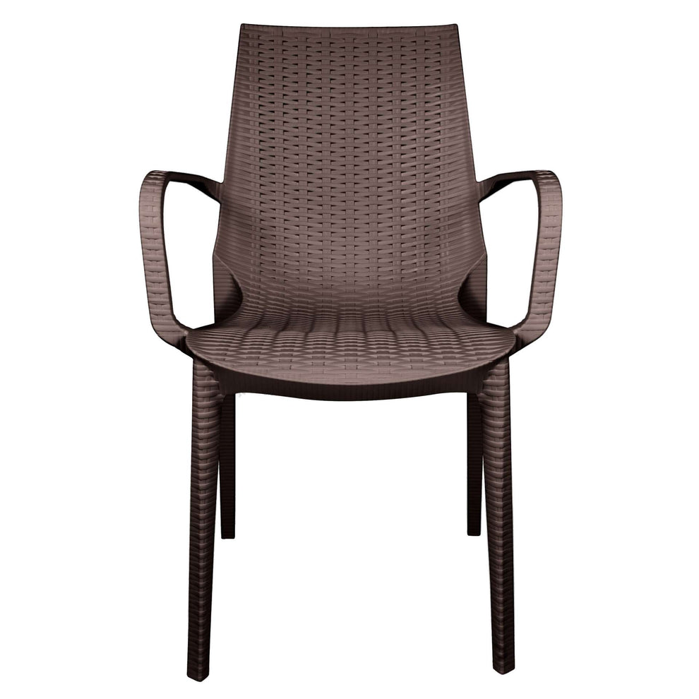 LeisureMod Kent Outdoor Patio Plastic Dining Arm Chair - KCA21BR | Outdoor Chairs | Modishstore - 5