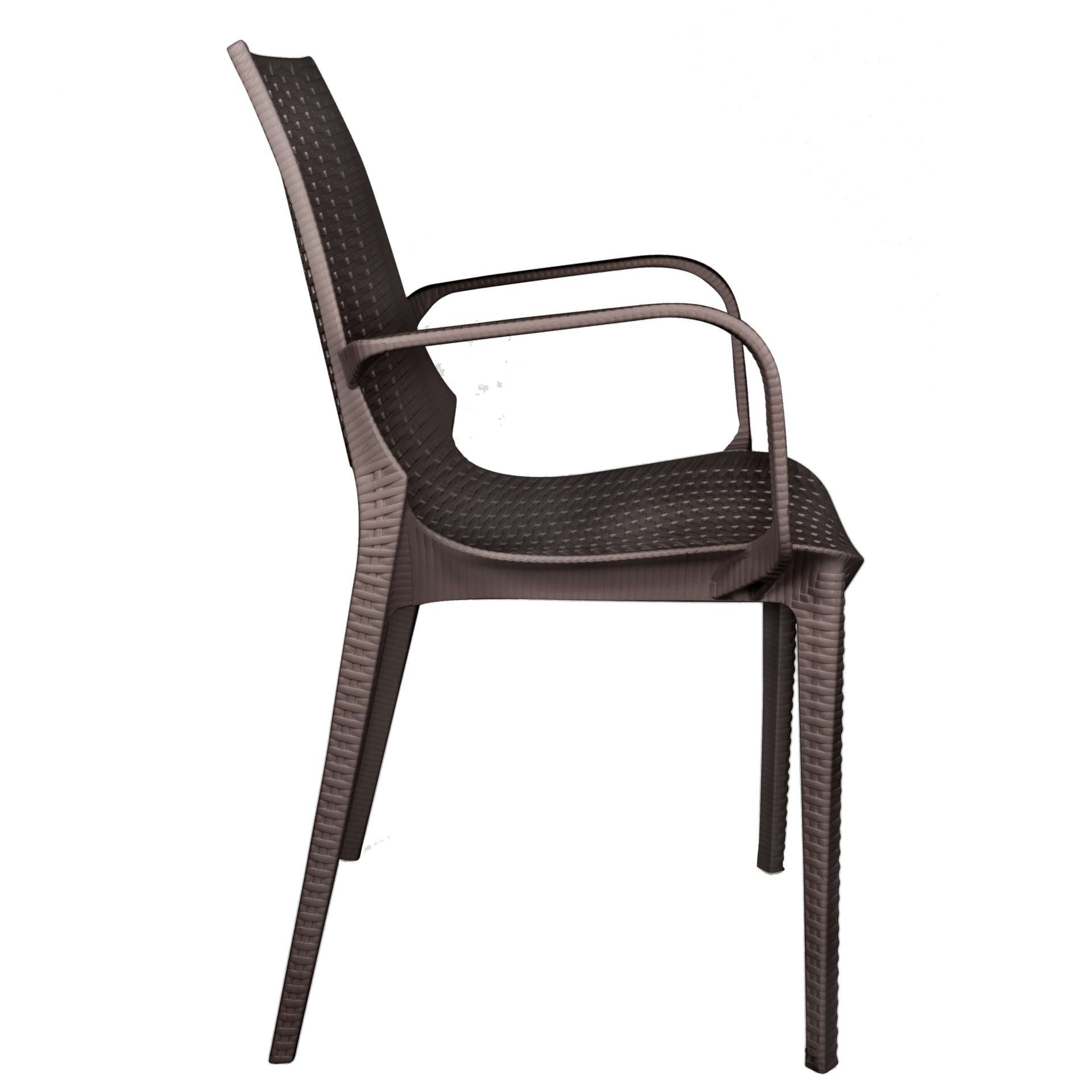 LeisureMod Kent Outdoor Patio Plastic Dining Arm Chair - KCA21BR | Outdoor Chairs | Modishstore - 3