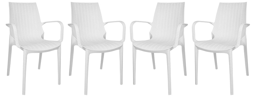 LeisureMod Kent Outdoor Patio Plastic Dining Arm Chair, Set of 4 - KCA21W4 | Outdoor Chairs | Modishstore - 2