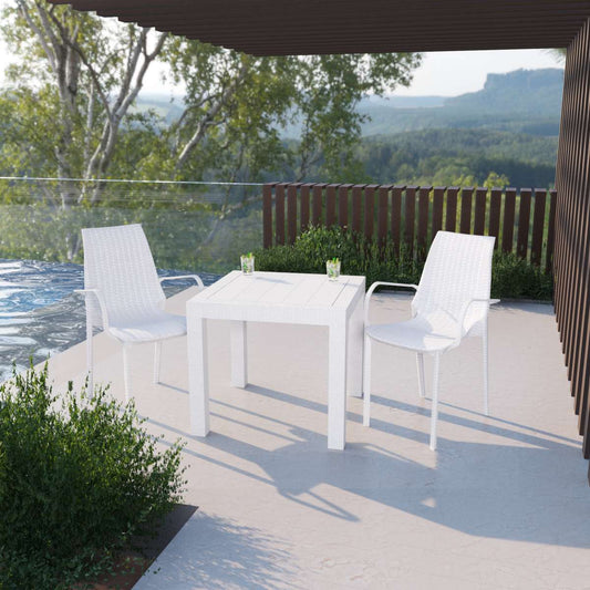 LeisureMod Kent Outdoor Patio Plastic Dining Arm Chair - KCA21W | Outdoor Chairs | Modishstore
