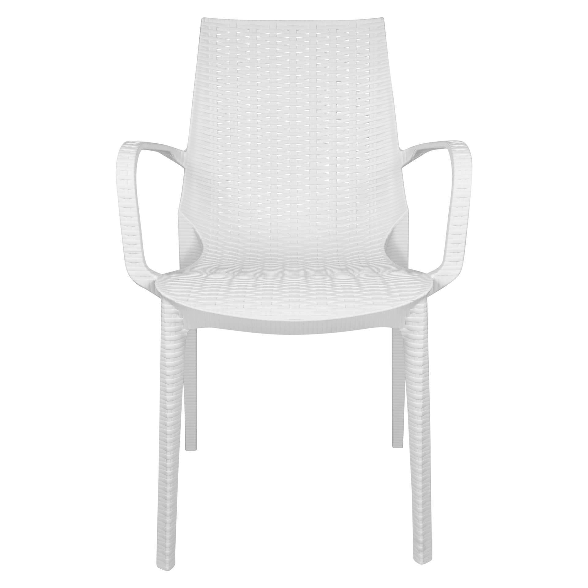 LeisureMod Kent Outdoor Patio Plastic Dining Arm Chair - KCA21W | Outdoor Chairs | Modishstore - 6