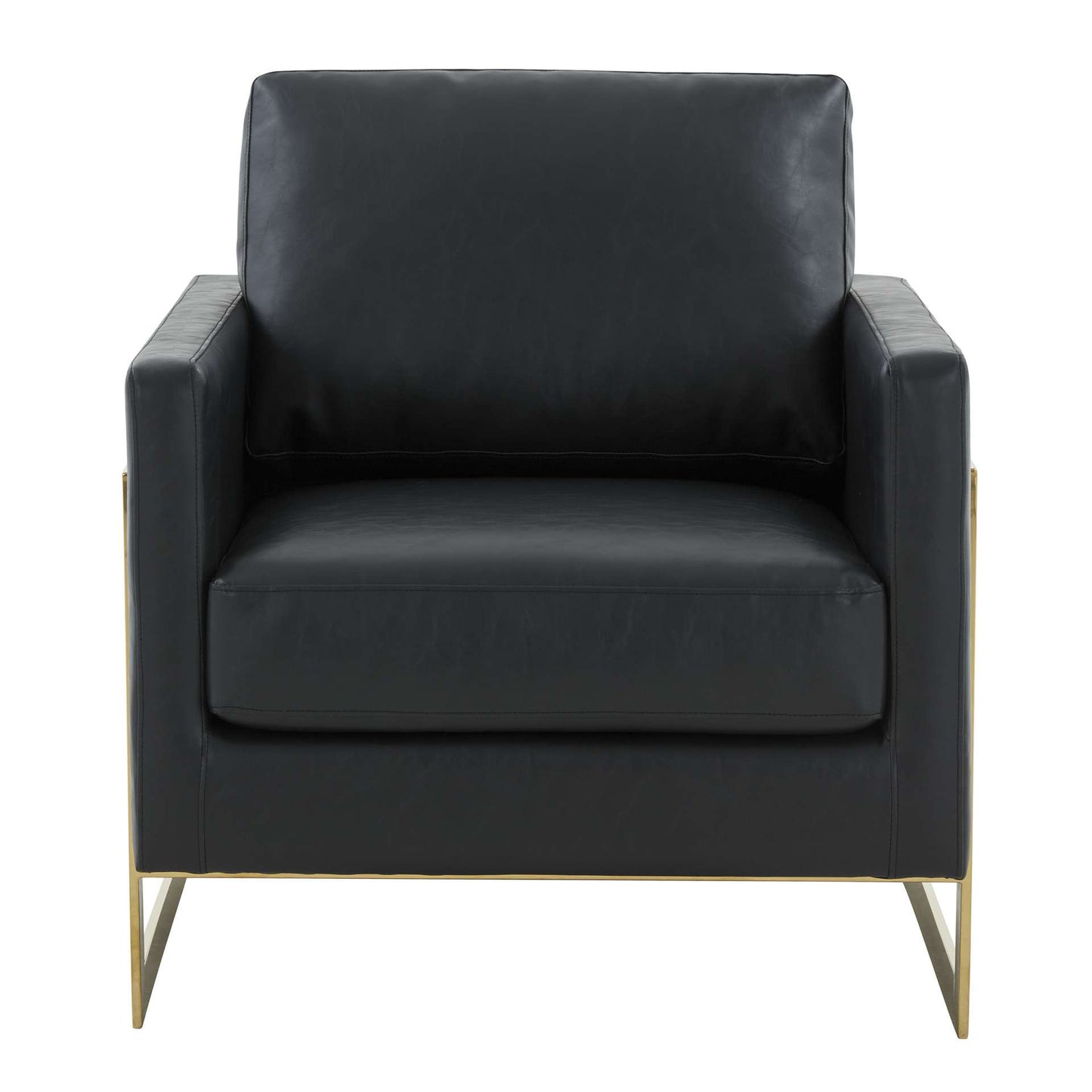 LeisureMod Lincoln Leather Accent Armchair With Gold Frame | Armchairs | Modishstore - 6