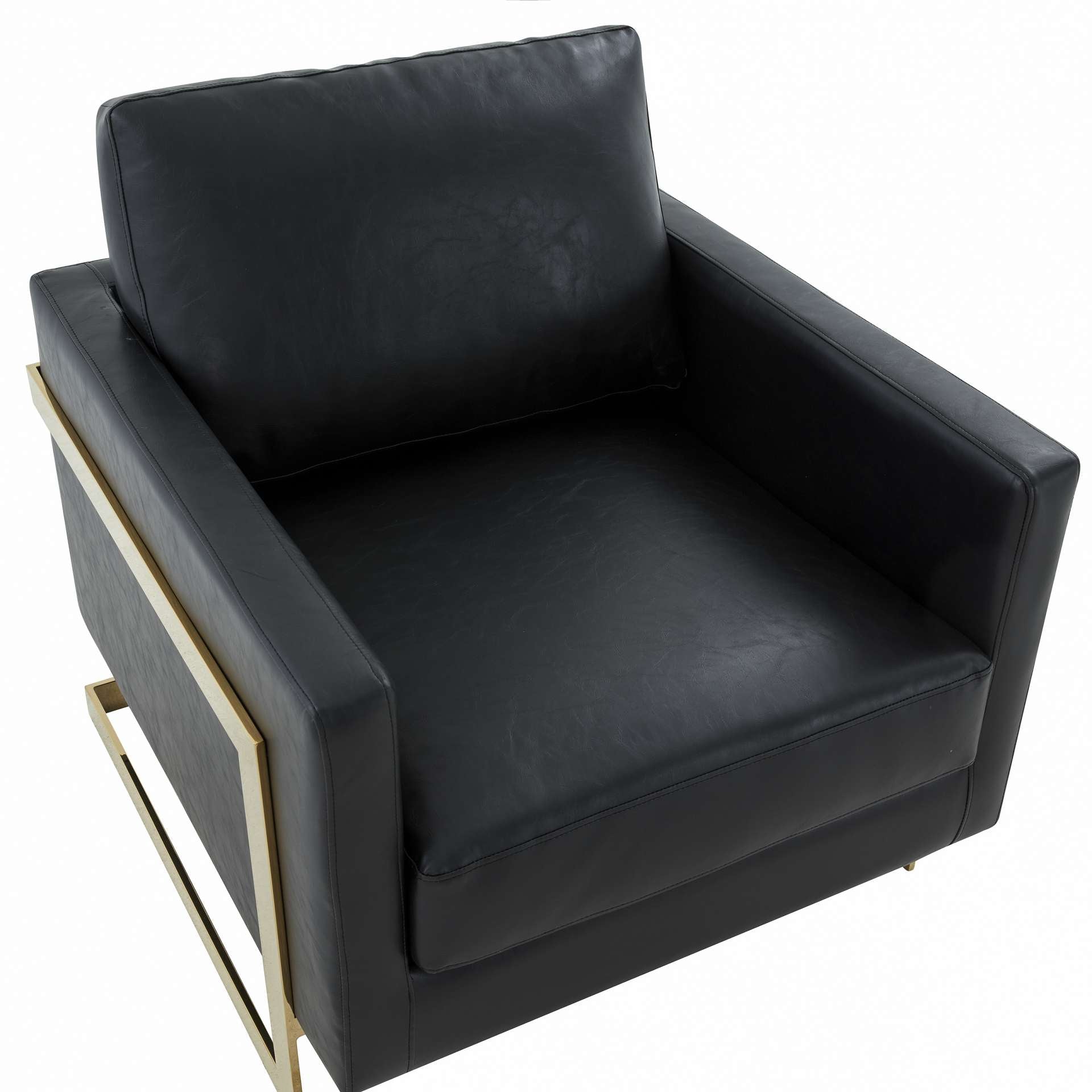 LeisureMod Lincoln Leather Accent Armchair With Gold Frame | Armchairs | Modishstore - 2
