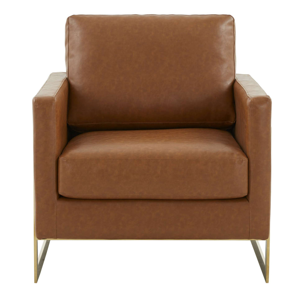 LeisureMod Lincoln Leather Accent Armchair With Gold Frame | Armchairs | Modishstore - 12