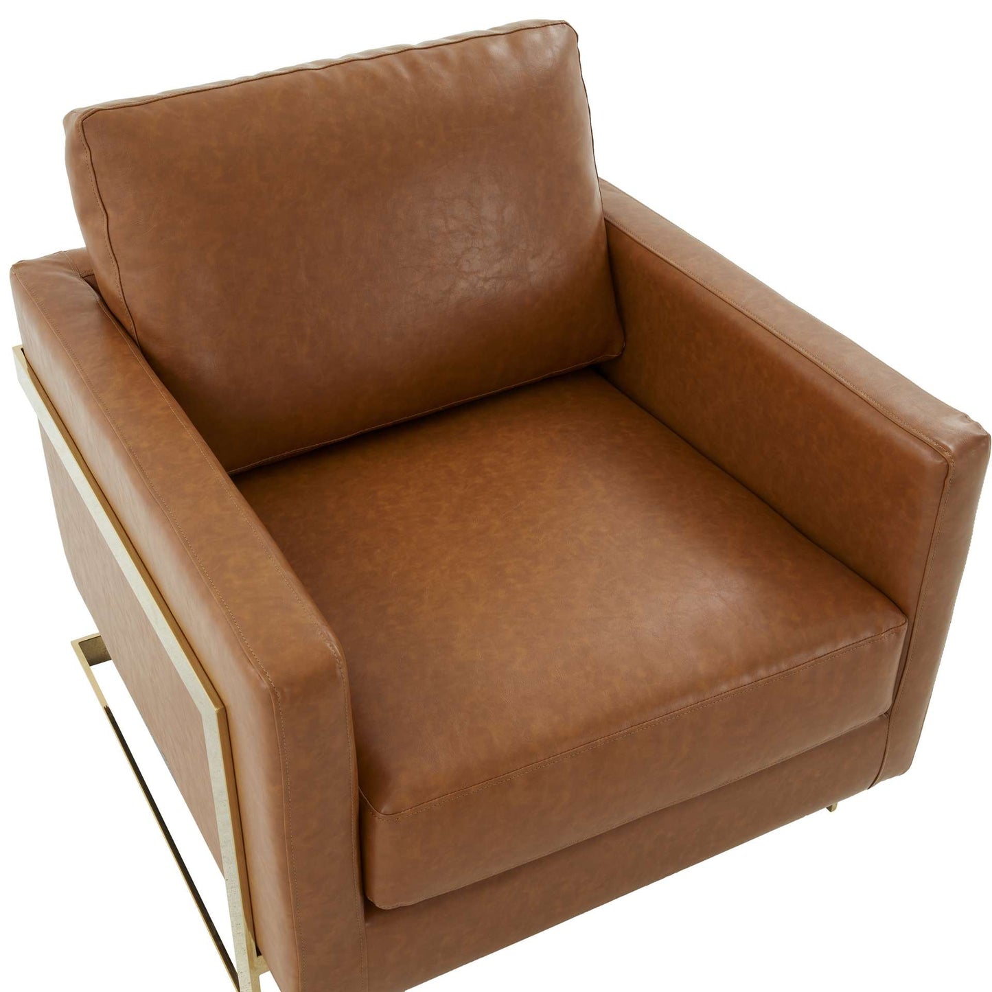 LeisureMod Lincoln Leather Accent Armchair With Gold Frame | Armchairs | Modishstore - 13