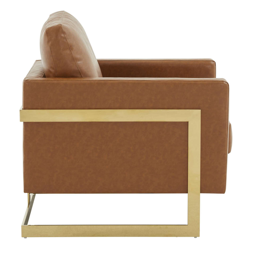 LeisureMod Lincoln Leather Accent Armchair With Gold Frame | Armchairs | Modishstore - 9