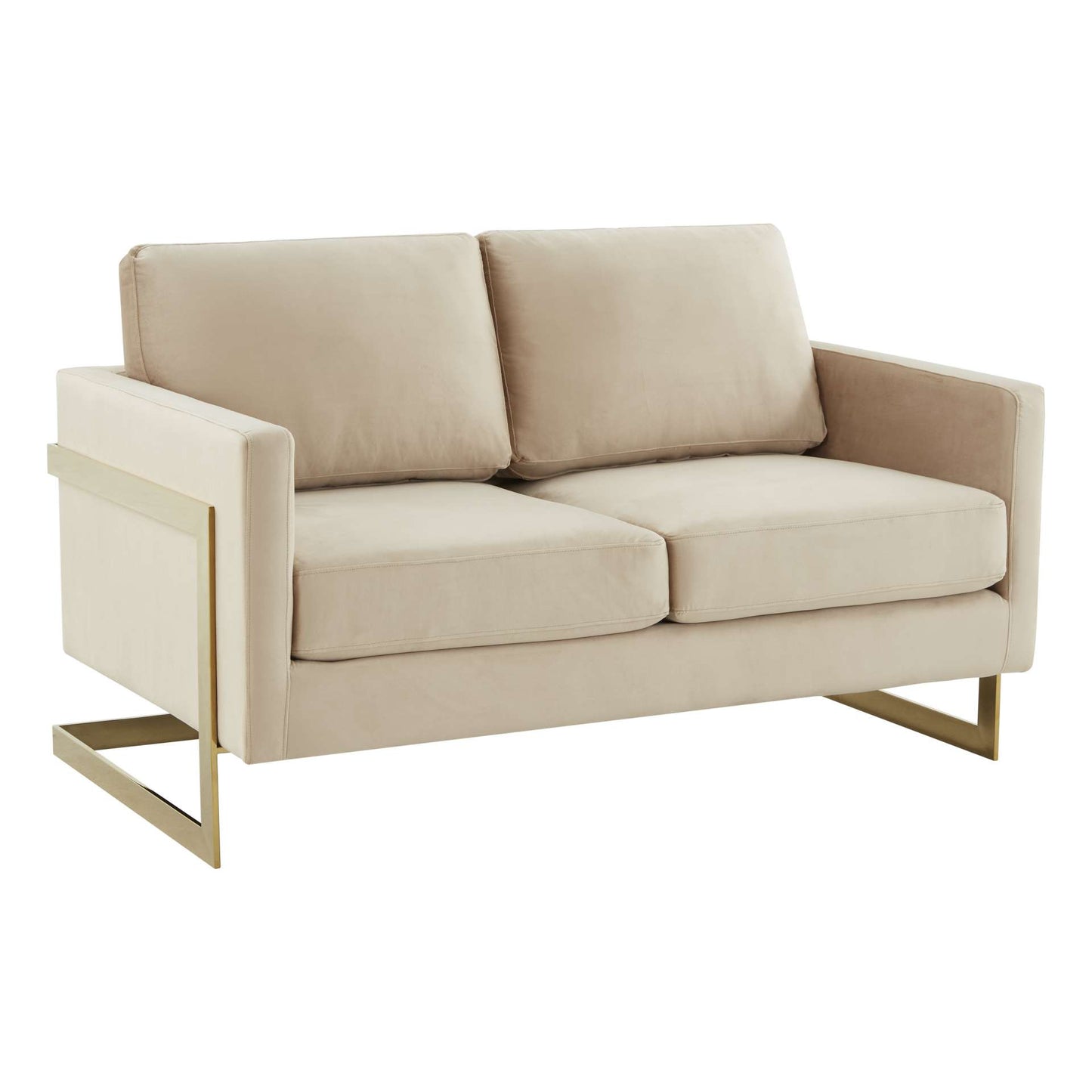 LeisureMod Lincoln Modern Mid-Century Upholstered Velvet Loveseat with Gold Frame | Loveseats | Modishstore - 5