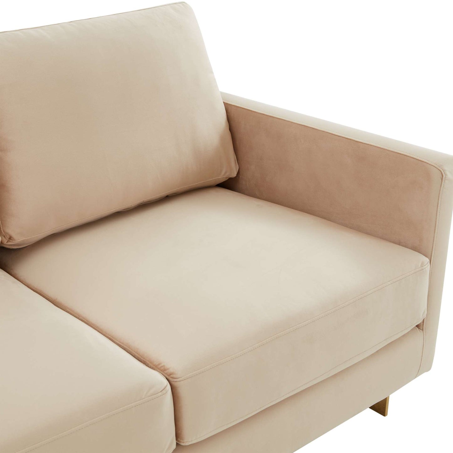 LeisureMod Lincoln Modern Mid-Century Upholstered Velvet Loveseat with Gold Frame | Loveseats | Modishstore - 2