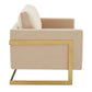 LeisureMod Lincoln Modern Mid-Century Upholstered Velvet Loveseat with Gold Frame | Loveseats | Modishstore - 4