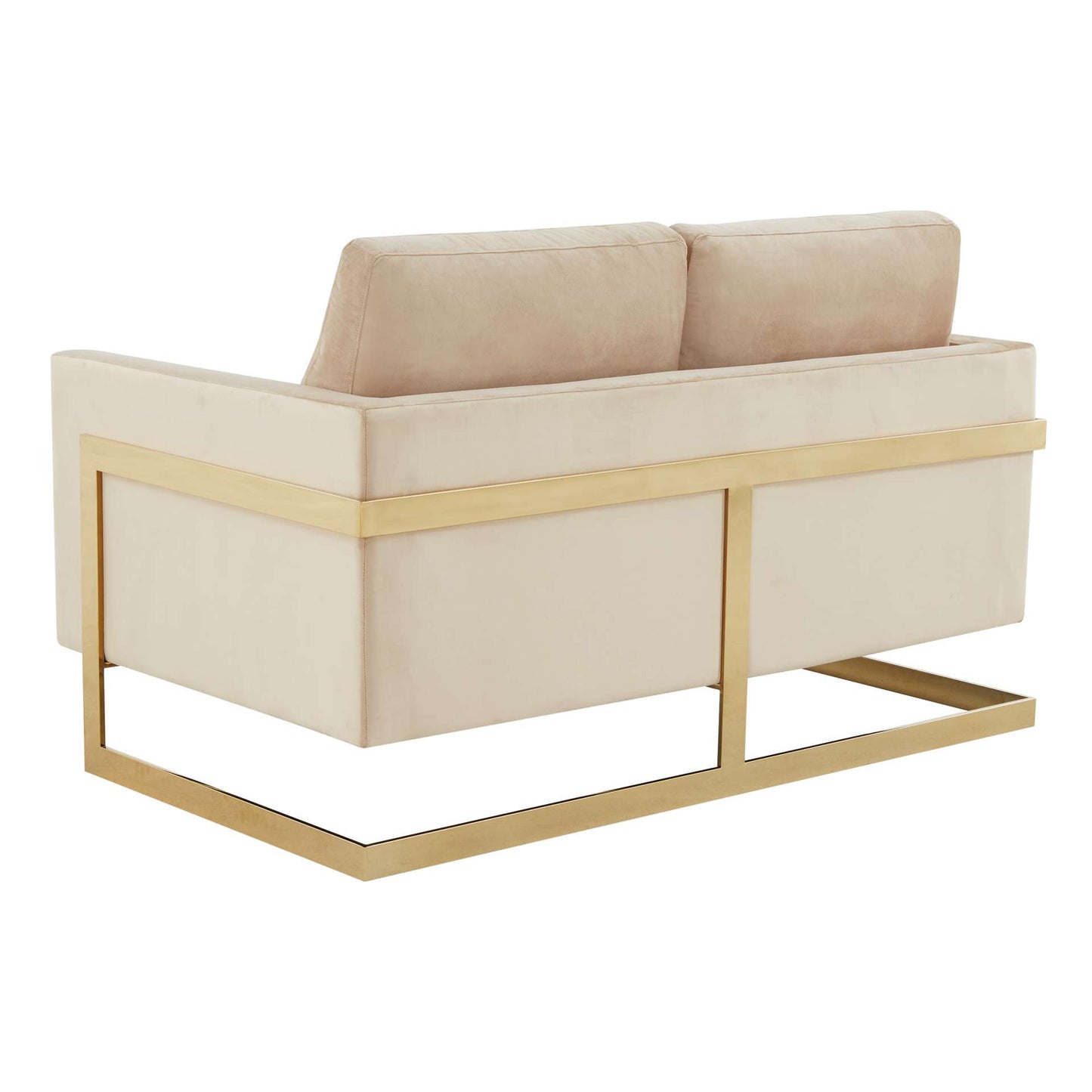 LeisureMod Lincoln Modern Mid-Century Upholstered Velvet Loveseat with Gold Frame | Loveseats | Modishstore - 3